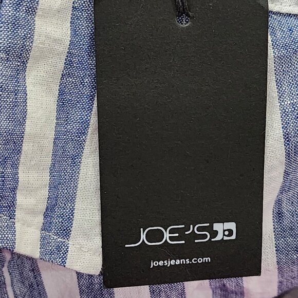 Joe's Jeans NWT Blue Stripe Cotton Linen Button Up Shirt - Picture 7 of 7